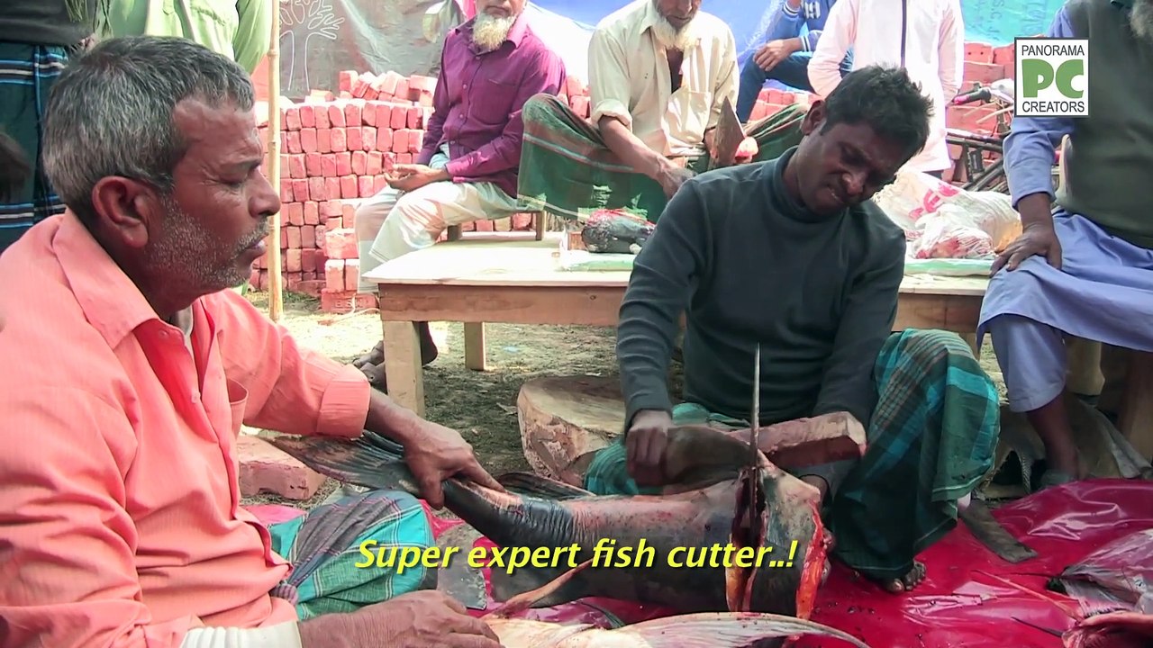 Giant Fish Cutting in Village Fish Fair