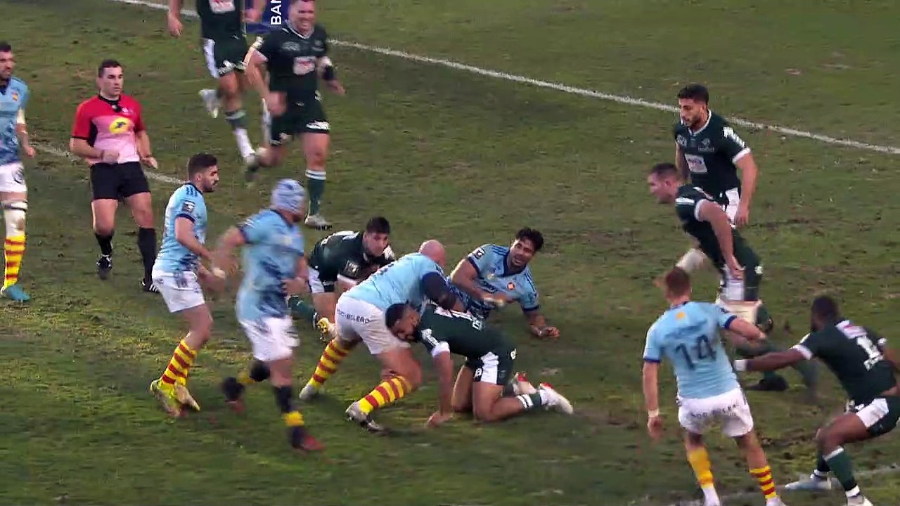 TOP 14 - Essai de Jeronimo DE LA FUENTE (USAP) - USA Perpignan - Section Paloise - Saison 2022:2023