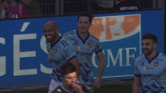 TOP 14 - Essai de Tristan TEDDER (USAP) - USA Perpignan - Section Paloise - Saison 2022:2023