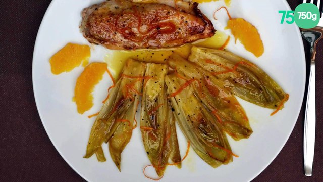 Chicons braisés et caramélisés à l'orange et au miel