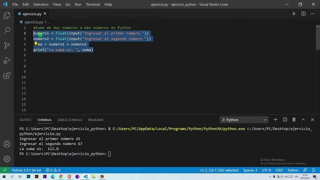 Suma de dos números o más números en Python