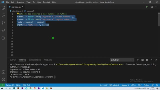 Resta de dos números o más números en Python