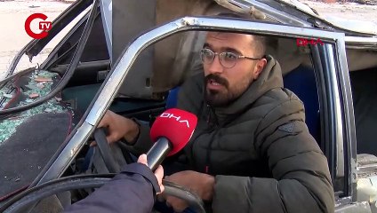 Enkaz altından çıkarılan araçla yolculuk