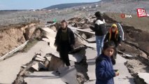 Kahramanmaraş Pazarcık'ta depremde yarılan yol