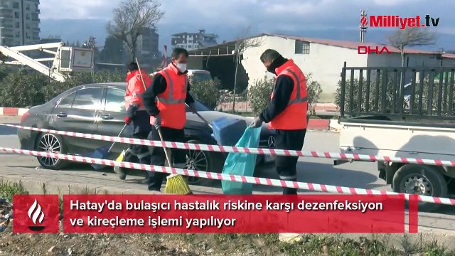 Hatay'da bulaşıcı hastalık riskine karşı dezenfeksiyon ve kireçleme