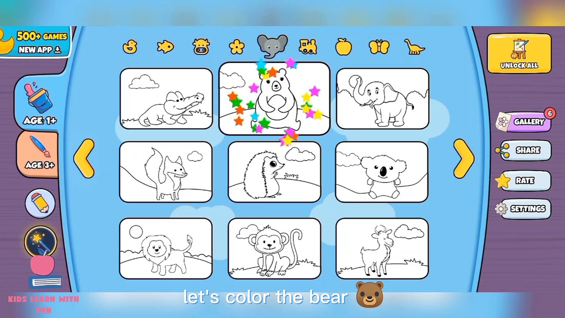 ⁣P for panda, Coloring video for toddlers, kids learn with fun