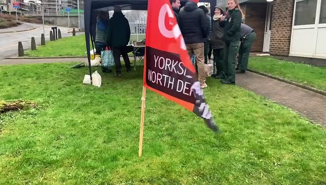 Picket line outside Halifax ambulance station