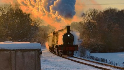 Footage of 'The Polar Express' traveling through a snowy countryside will take you to a fantasy world