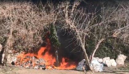 GERİ DÖNÜŞÜM İÇİN BİRİKTİRDİĞİ KARTONLAR YANDI, '3 GÜNLÜK EMEĞİM GİTTİ' DEDİ