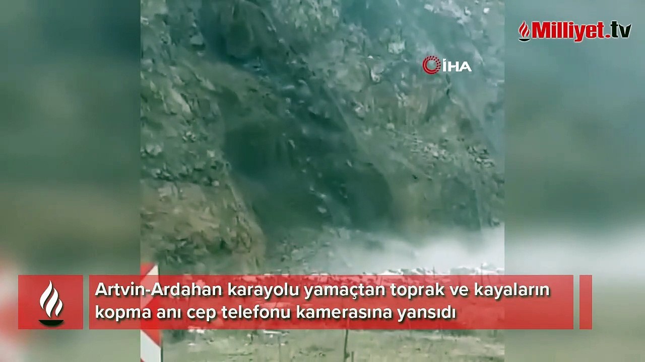 Aynı güzergahta 1 saat arayla 2. heyelan meydana geldi... O anlar kamerada