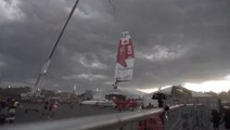 Severe winds damage sails and boats at Australia Sail Grand Prix