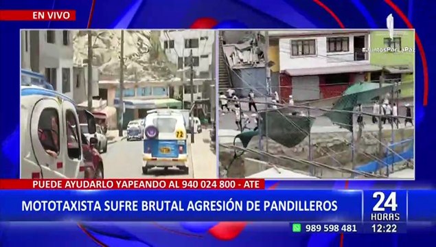 Ate: mototaxista sufre grave agresión por parte de barristas