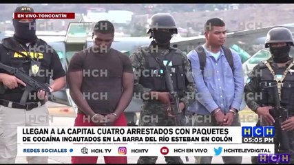 Llegan a la capital los cuatro capturados con paquetes de cocaína en el Barra del Río Esteban, Colón