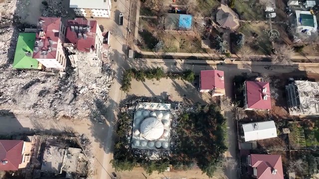 İslahiye'de yıkımın boyutu havadan görüntülendi!