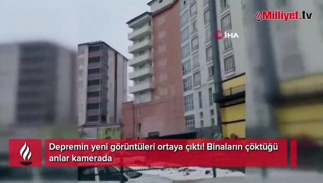 Depremin yeni görüntüleri ortaya çıktı... Binaların çöktüğü anlar kamerada