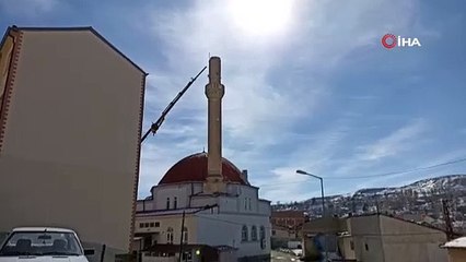 Deprem Gürün'de de hasar oluşturdu! Hasarlı minareler böyle yıkılıyor