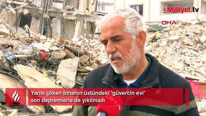 Yarısı çöken binanın üstündeki 'güvercin evi' son depremlerle de yıkılmadı