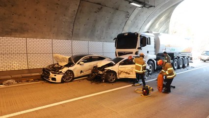 대구부산고속도로 청도1터널서 5중 추돌...심한 정체 / YTN