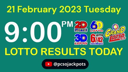 PCSO Lotto Results Today 9pm February 21, 2023