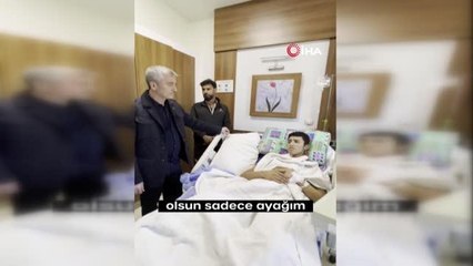 Ayağı kesilen genç, yaralı depremzedelere dua etti