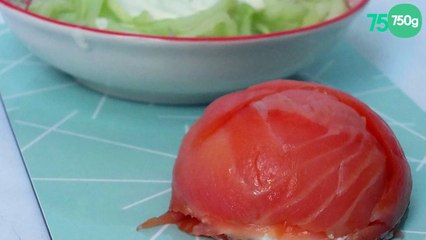 Dômes de saumon crémeux et leurs spaghettis de concombre