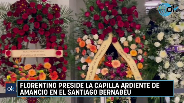 Florentino preside la capilla ardiente de Amancio en el Santiago Bernabéu