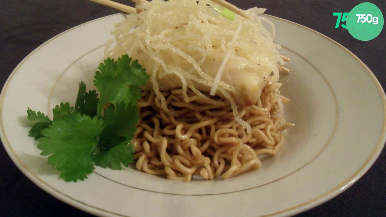 Dos de cabillaud au gingembre et ses nouilles sautées