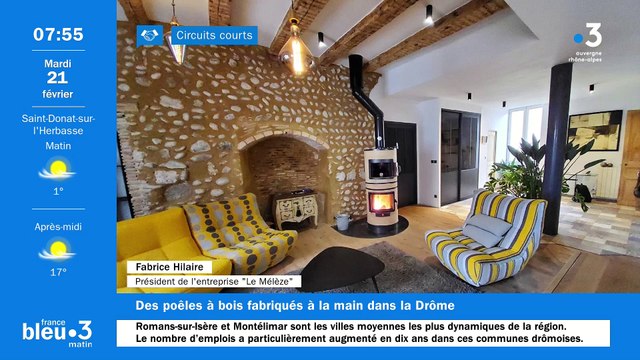 À Bourg-de-Péage, Le Mélèze , des poêles de masse, à bois bûches, fabriqués à la main