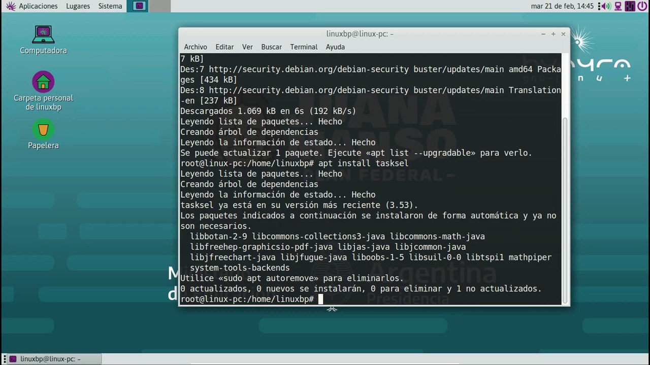 Cómo simplificar la instalación de escritorios en Debian(Huayra) con el comando Tasksel