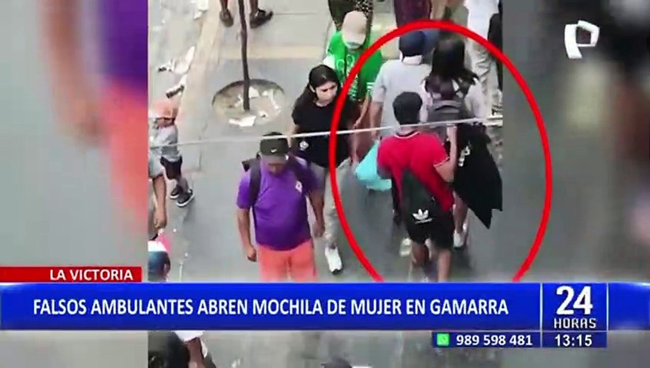 Falsos vendedores ambulantes distraen a mujer para robar sus pertenencias en Gamarra