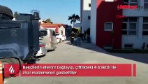 Bekçilerin ellerini bağlayıp, çiftlikteki 4 traktör ile zirai malzemeleri gasbettiler