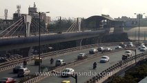 Flyover with mixed traffic near Lajpat Nagar, Delhi