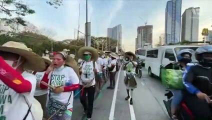 Dumagat Remontados arrive at ADMU during protest march against Kaliwa Dam construction
