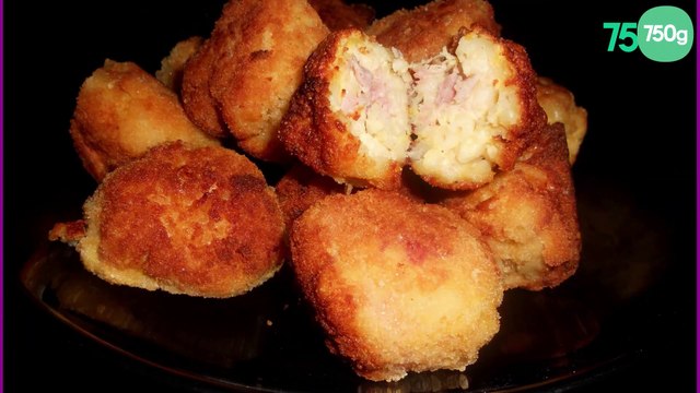 Croquettes coquillettes et jambon cru