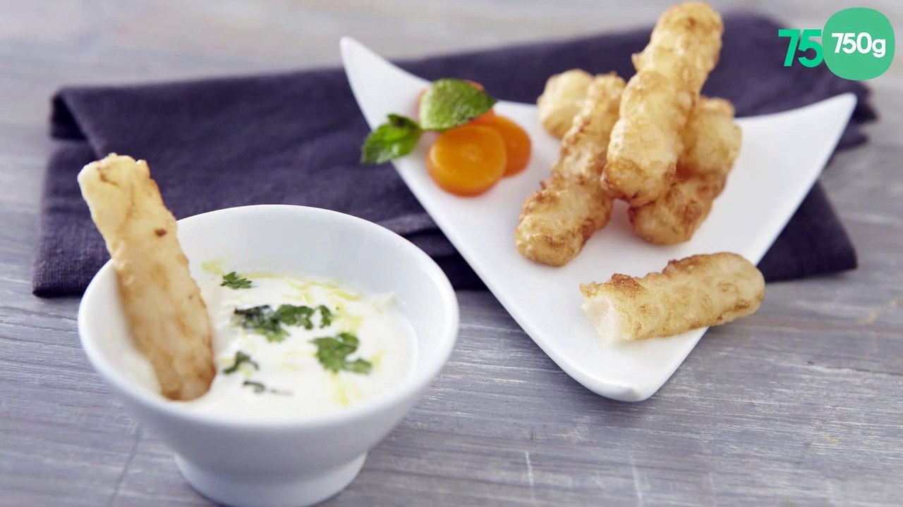 Beignets de salsifis, sauce yaourt aux herbes