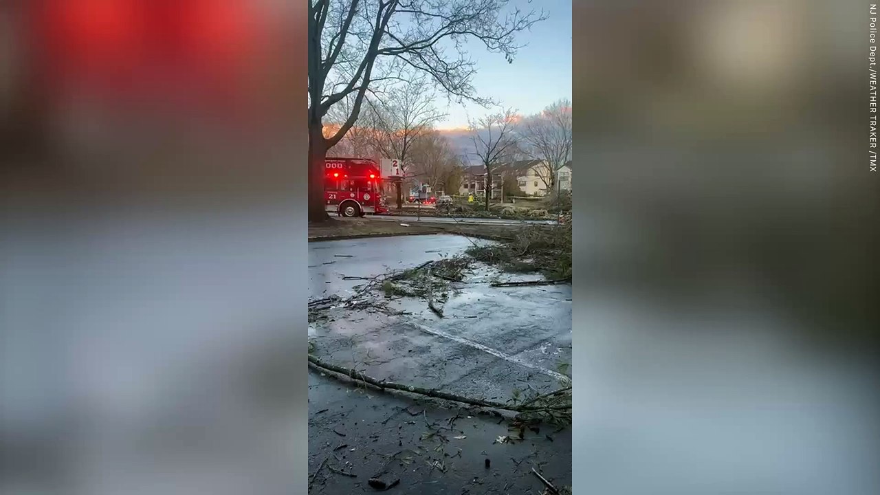 Harrowing footage shows widespread damage to New Jersey residential street after tornado