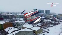 Binalar tek tek böyle çöktü! Malatya’da 2. depremde binaların çökme anları drone kamerasında