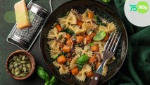 Farfalle au potimarron et pousses d'épinards