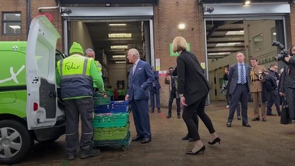 King Charles visits London’s largest food distribution charity without Camilla