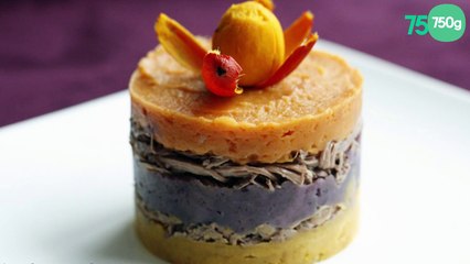 Trilogie de patates douces et confit de canard