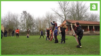 Les petits carnavaleux sont Gaulois à l'Archéosite d'Aubechies