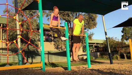 Funny Dad Copies Daughter's Gymnastic Moves (2)