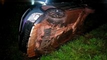 Motorista perde o controle da direção e tomba  Crossfox na BR-467