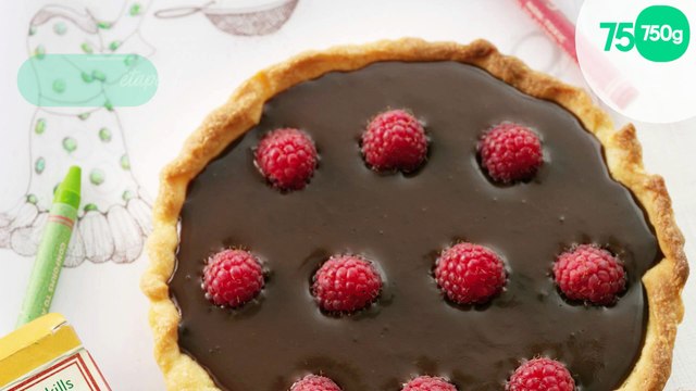 Tarte au chocolat au lait et aux framboises