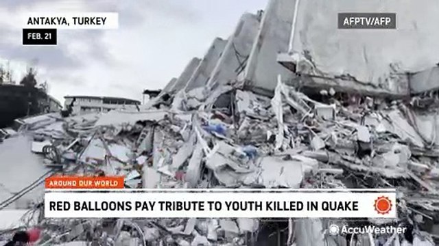 Red balloons fly over rubble to honor the children killed in catastrophic Turkey earthquake