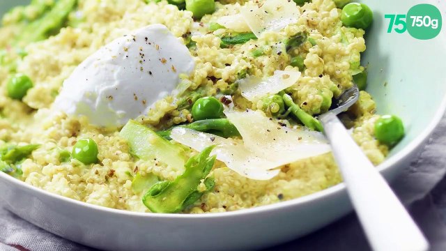 Risotto de quinoa aux asperges, petits pois et Chavroux®