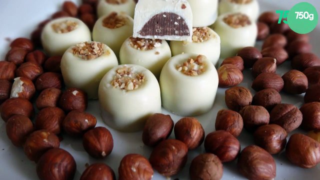 Chocolat blanc cœur praliné noisette