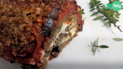 Gratin d'aubergine et chèvre frais à la chapelure aillée