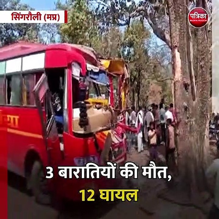 सिंगरौली (मप्र): बारातियों से भरी बस पेड़ से टकराई, 3 बारातियों की मौत, 12 घायल