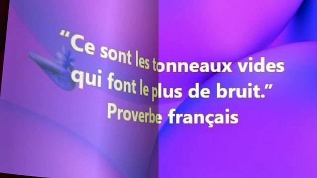 5) “Ce sont les tonneaux vides qui font le plus de bruit.” Proverbe français Proverbe français